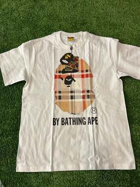 A Bathing Ape Check By Bathing Ape Big Head Plaid Tee White